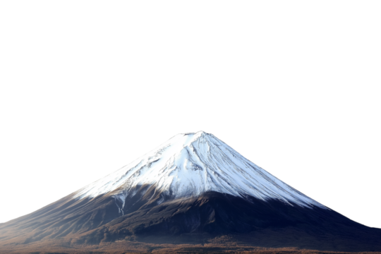 Mount Fuji mountain isolated on white, perfect for Asian landscapes and natural wonders content