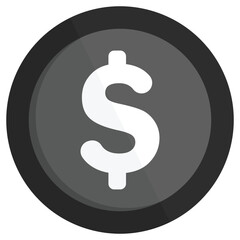 Flat dollar coin icon vector isolated on white background.