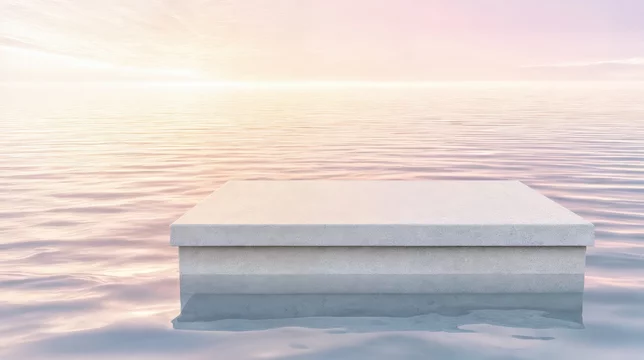 Sunset Sky and Geometric Structure Over Water
