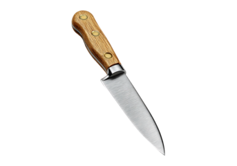 Elegant chefs knife wooden handle professional kitchen tool, On Transparent Background