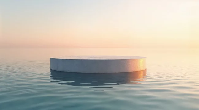 Minimal Stone Platform in Calm Seascape