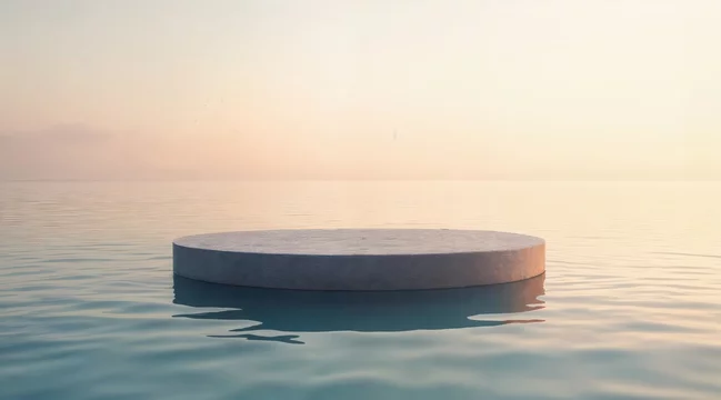 Stone Podium in Ocean at Golden Hour