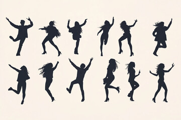 Silhouettes of people forming shapes set