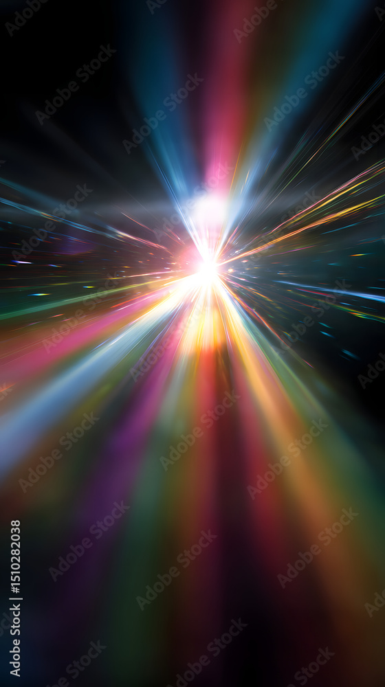 Poster chromatic convergence: capturing a dynamic explosion of color, light, and energy, this abstract imag