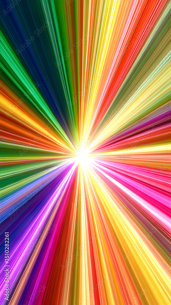 Poster burst of colors: a vivid explosion of vibrant colors radiates outward from a central point, creating