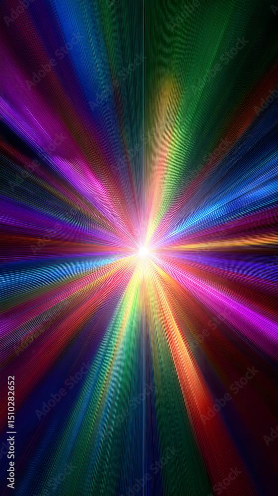 Aufkleber exploding lights: a dazzling explosion of vibrant rays radiates outwards, the explosion is a vibrant