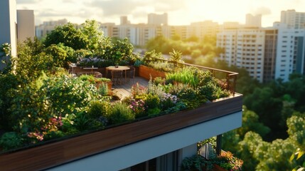 Rooftop Garden Cityscape
