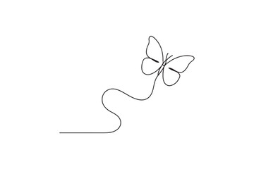 Butterfly trail continuous one line drawing minimalism design