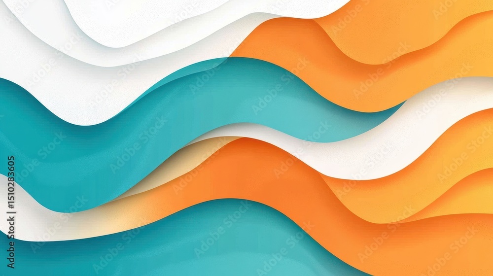 Poster abstract wavy forms in dynamic composition: a vibrant artwork showcasing fluid, layered shapes, crea