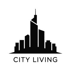 Obraz premium Modern city living silhouetted icon depicting urban lifestyle and architecture concept with text