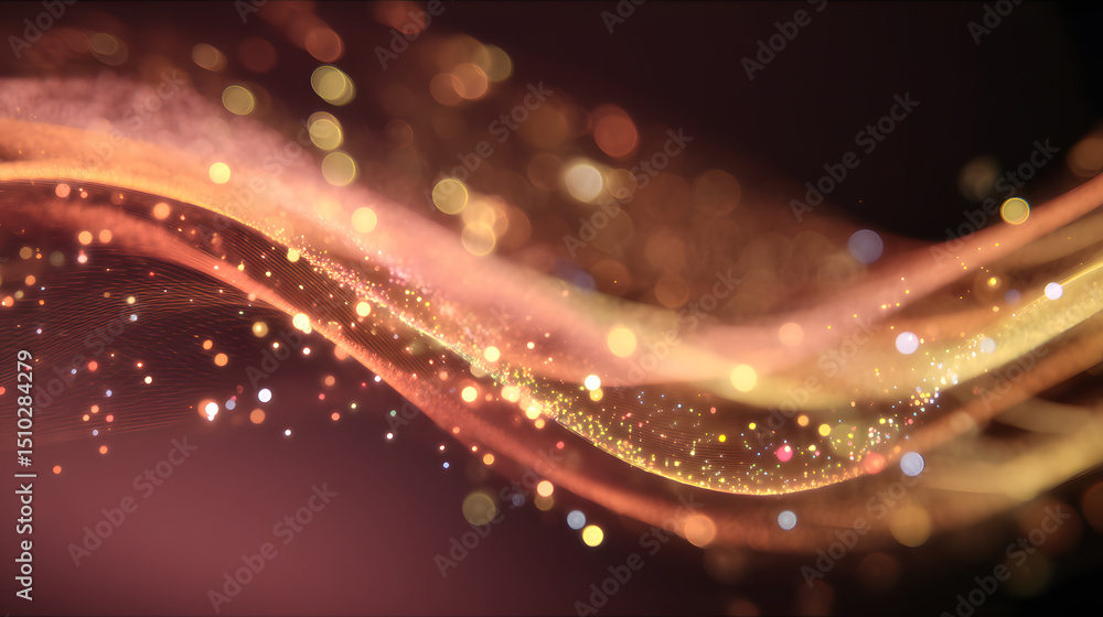 Aufkleber golden light streaks: streams of golden light curve and twist across a blurred background, shimmerin
