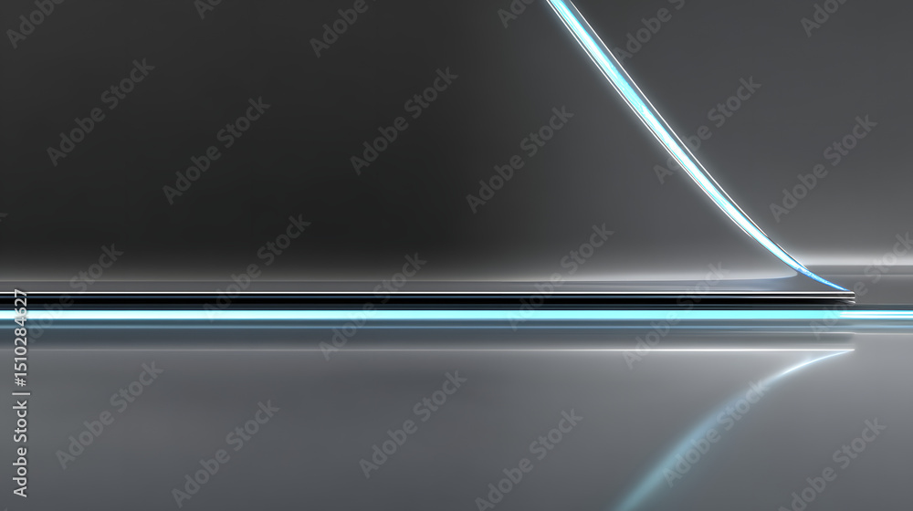 Poster abstract metallic surface with glowing lines: an intriguing abstract image showcasing the play of li