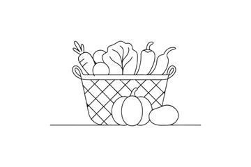 Farmers market produce continuous one line drawing minimalism design