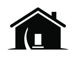 Simple and minimalistic black silhouette house icon ideal for real estate and property related concepts
