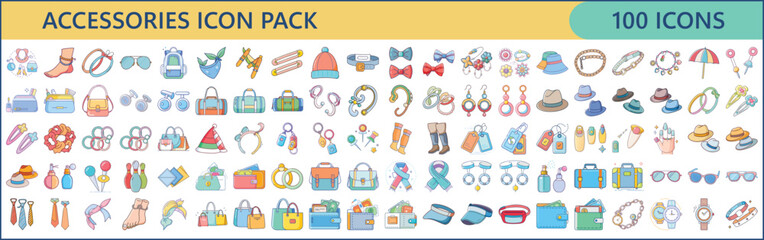 Diverse Collection of Fashion and Personal Accessories in an Icon Pack