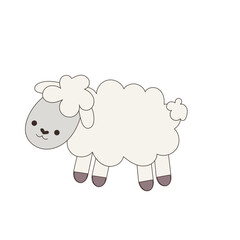 Cute Doodle Outline Sheep Carton Character Icon. Funny Fluffy Little lamb Portrait. Decoration for Nursery or Baby Shower Party Event. 