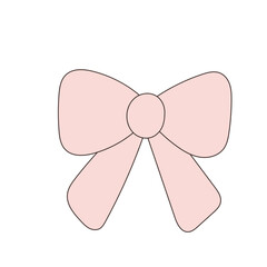 Doodle Hand Drawn Ribbon Bow Element Icon. Greeting Birthday or Holiday Gift card Symbol. Abstract Childish Souvenir Card Sign Design.