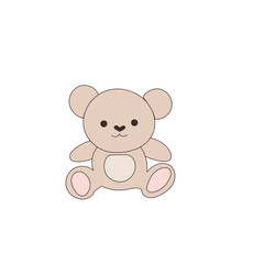 Simple Childish Doodle Teddy Bear Character Icon. Cartoon Small Funny Animal Toy Pet Art. 