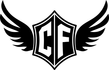 CF logo emblem with winged and shield template