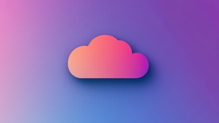 Digital Cloud Icon: An eye-level shot of a clean, colorful cloud graphic floats against a gradient background, casting a shadow and capturing the essence of data storage, cloud computing.