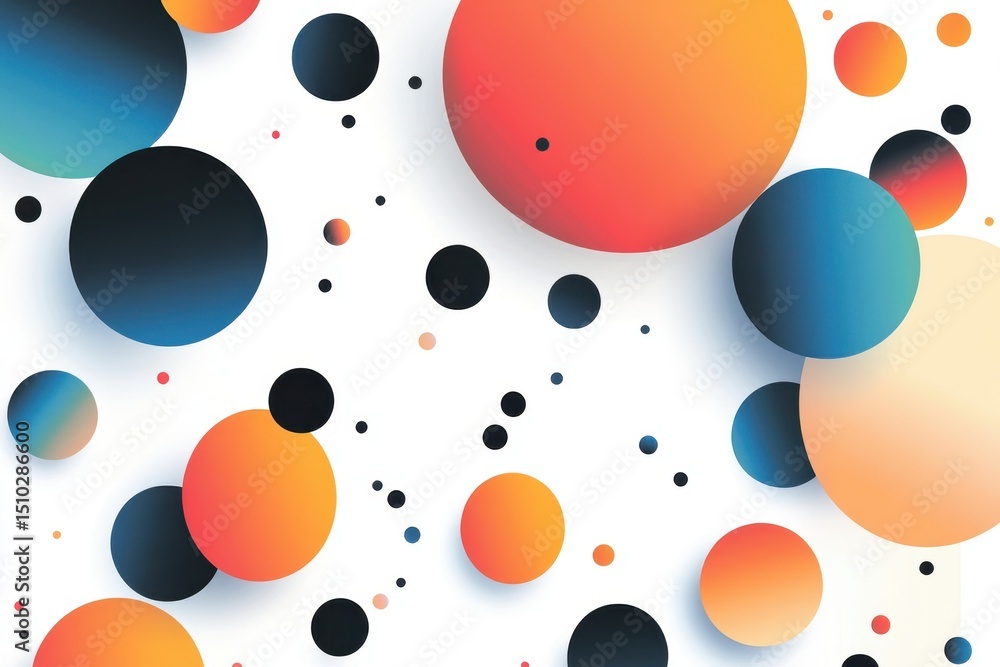 Poster abstract orb symphony: a vibrant and dynamic composition featuring a cascade of colorful spheres, ev