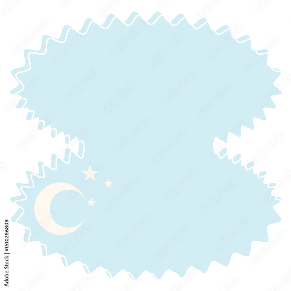 Poster graphic baby speech bubble soft colored backdrop icon. pastel childish dreamy symbol silhouette. dra