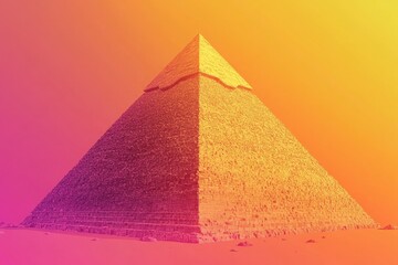 Golden Pyramid: A majestic pyramid bathed in warm, golden light, stands against a vibrant gradient background. Its ancient stones gleam, hinting at untold stories and mysteries.