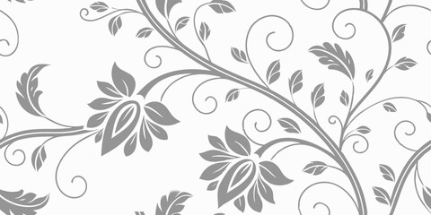 Floral Swirl Pattern: An intricate floral design featuring stylized flowers and swirling vines, creating a delicate and elegant pattern.