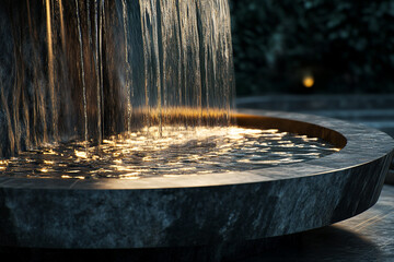 Waterfall base splash in moody lighting