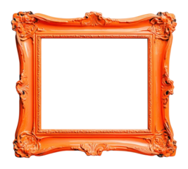 PNG Rectangle vintage picture framed mockup orange decorative interior.