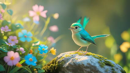 Obraz premium bird on a flower