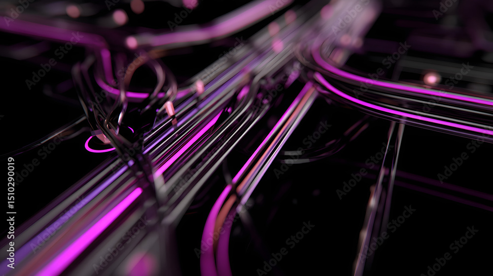 Poster abstract technological pathways: a dynamic, intricate arrangement of illuminated digital pathways an