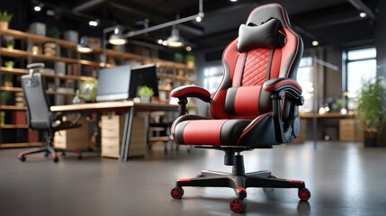 Red and black ergonomic office chair