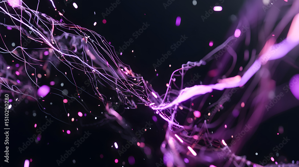 Poster abstract purple energy flow: a mesmerizing display of energy in fluid forms, featuring dynamic lines