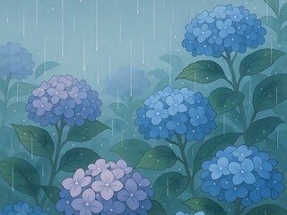 Hydrangea in the Rain Illustration