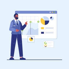 Business Presentation Illustration Graphic Concept Vector Blue Background