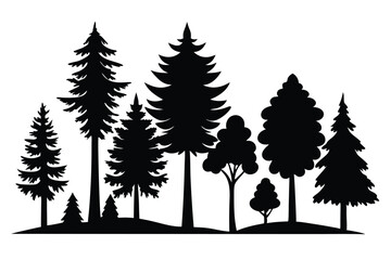 Obraz premium Silhouettes of various trees in a forest landscape