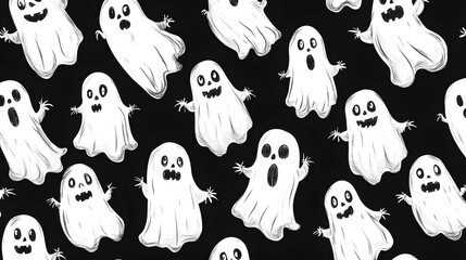 Cute Halloween Ghost Seamless Pattern