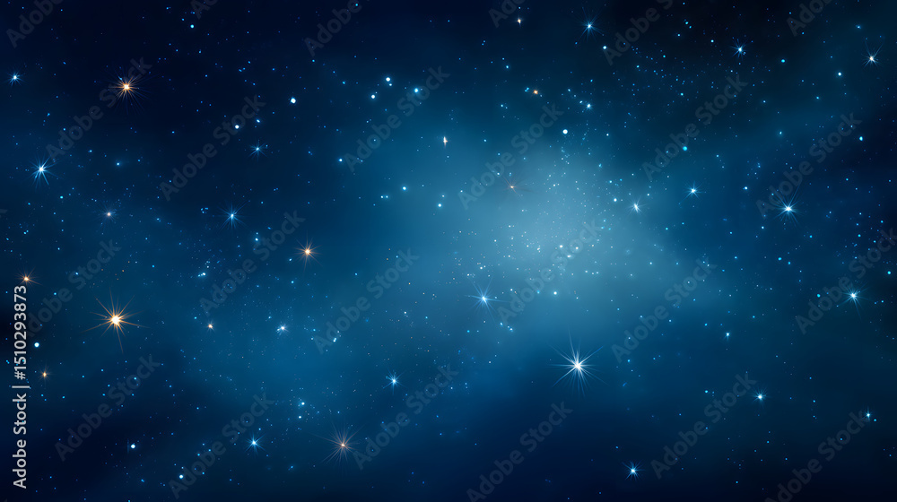 Poster celestial nebula: a mesmerizing cosmic scene of a deep blue nebula, studded with countless twinkling