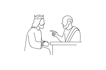 Jesus before Pilate continuous one line drawing minimalism design