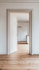 Modern hallway view with open door