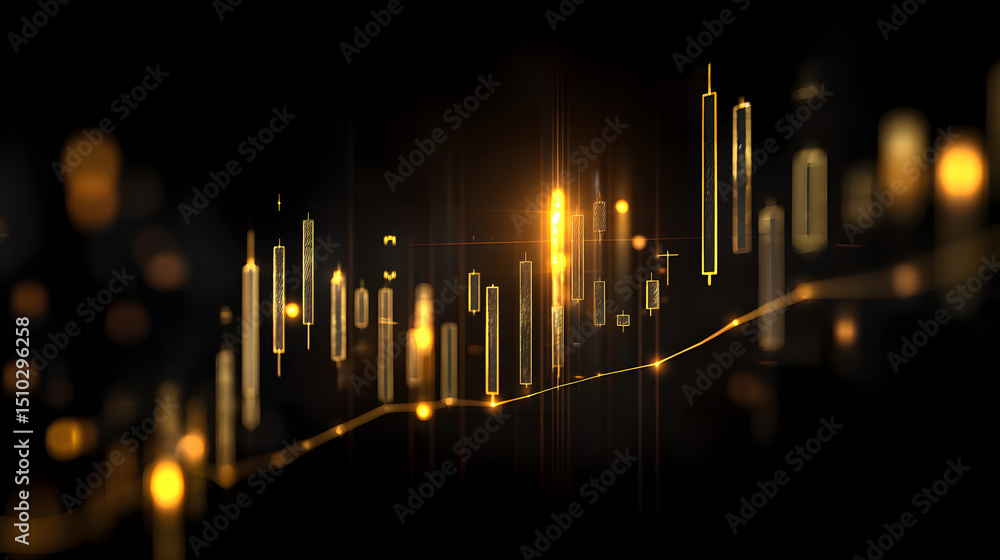 Poster trading candlestick graph: a dynamic visual of a candlestick chart, showcasing the fluctuations of t