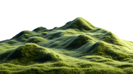 Lush green grassy hills with black background nature landscape concept illustration isolated on white transparent background PNG cutout
