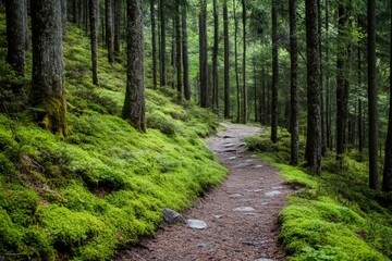 Obraz premium Hot air balloon flying over green valley at sunset