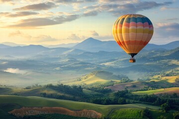 Early morning balloon ride over hills