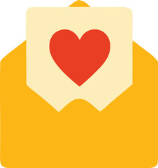 Yellow envelope with a red heart, perfect for Valentines Day, love notes, invitations, wedding cards, romantic gestures, special occasions