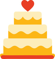Threetiered wedding cake with a heart on top suitable for wedding invitations, bridal magazines, bakery websites, social media posts, event planning.