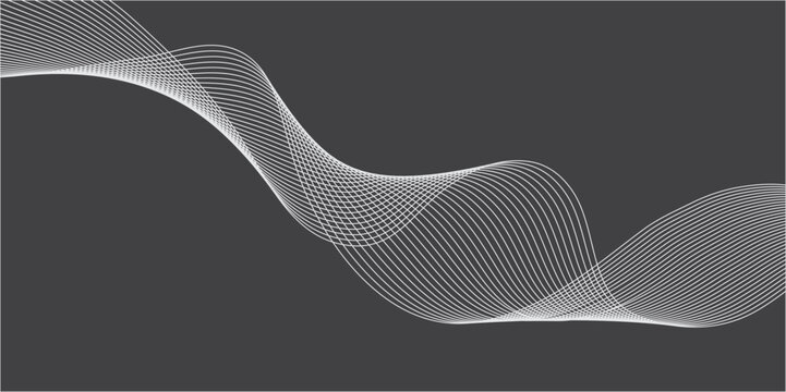 Abstract black and white wave pattern with digital lines and smooth curves background