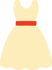 Yellow dress with a red belt. Suitable for fashion blogs, summer themed designs, clothing advertisements, and lifestyle publications. Vibrant and stylish