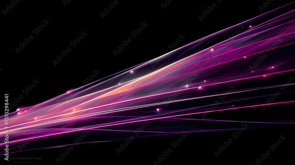 Poster illuminating pathways: a mesmerizing display of abstract light streaks in shades of purple, creating